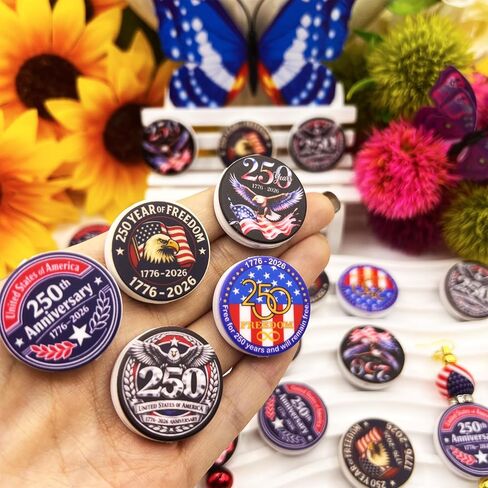 4th of July America 250th Anniversary Focal Beads, 10Pcs Silicone Craft Beads for DIY Keychains, Beaded Pens, Memorial Gifts, Jewelry & Home Decor in Saudi Arabia