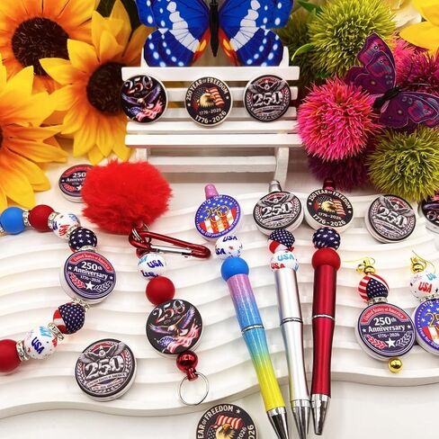 4th of July America 250th Anniversary Focal Beads, 10Pcs Silicone Craft Beads for DIY Keychains, Beaded Pens, Memorial Gifts, Jewelry & Home Decor in Saudi Arabia
