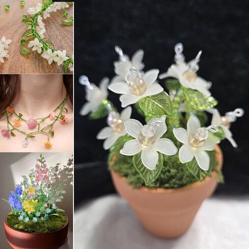 400 pcs Green Acrylic Leaf and Flower Beads for Jewelry Making, Acrylic Assorted Leaf Flower Beads Plant Kit DIY Jewelry Beads for Bracelet Necklace Necklace Earring in Saudi Arabia