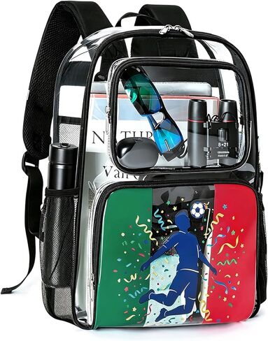 RUCYEN Clear Backpack for Women Men,Heavy Duty PVC Transparent See Through Backpack,Large Capacity Multiple Pockets with Reinforced Bottom Bookbag for Sports Work Travel Security in Saudi Arabia