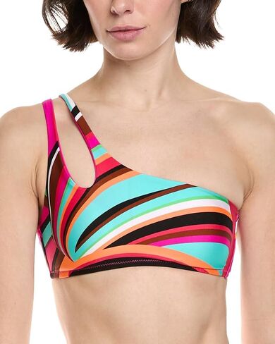 Trina Turk Women's Swoop Knotted One Shoulder Bikini Top, Adjustable, Tie Back, Swimwear Separates in Saudi Arabia