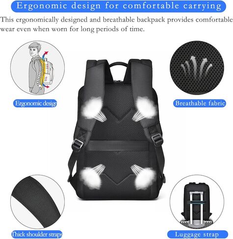 Travel Laptop Backpack for Men Business Backpack Expandable Fits 15.6-inch Laptop Waterproof Durable Computer Backpack for Business Travel Work Office College Daily Use in Saudi Arabia