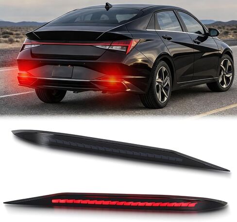 عاكسات المصد الخلفي LED مصابيح ضوء الفرامل الخلفية المتوافقة مع Hyundai Elantra 2021-2023 (غير مناسبة N-line)، استبدال عاكس المخزون OEM 92406AA100 92406AB000 (أحمر) in Kuwait