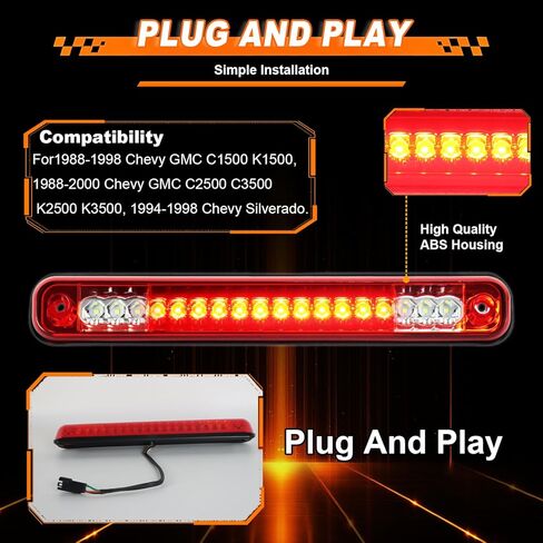 LED Rear Bumper 3rd Brake Light Cargo Lamp for 1988-1998 Chevy/GMC C1500 K1500,1988-2000 Chevrolet/GMC C2500 C3500 K2500 K3500, 94-98 Silverado, Center Cab High Mount Stop Lamp in Kuwait