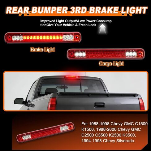 LED Rear Bumper 3rd Brake Light Cargo Lamp for 1988-1998 Chevy/GMC C1500 K1500,1988-2000 Chevrolet/GMC C2500 C3500 K2500 K3500, 94-98 Silverado, Center Cab High Mount Stop Lamp in Kuwait