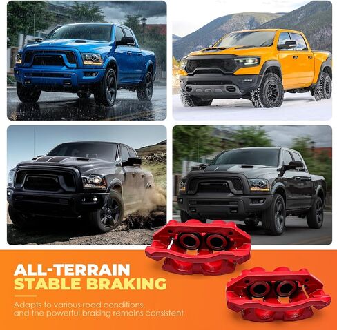 S5054 Pair Front Disc Brake Caliper Red with Bracket Compatible with Aspen 2007-2009 Dakota 2009-2010 Durango 2007-2009 R-A-M 1500 2009-2021 Dakota 2011 in Kuwait