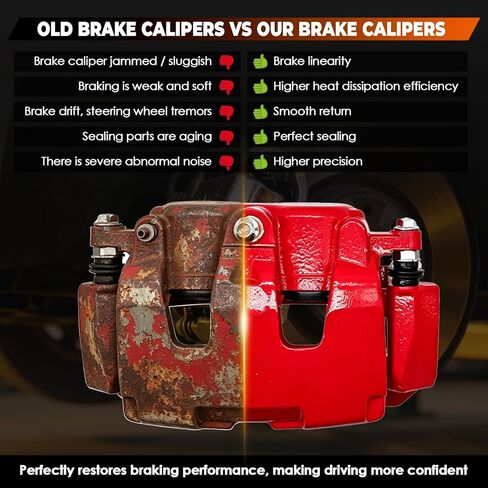 S5054 Pair Front Disc Brake Caliper Red with Bracket Compatible with Aspen 2007-2009 Dakota 2009-2010 Durango 2007-2009 R-A-M 1500 2009-2021 Dakota 2011 in Kuwait