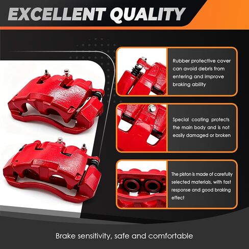 S5054 Pair Front Disc Brake Caliper Red with Bracket Compatible with Aspen 2007-2009 Dakota 2009-2010 Durango 2007-2009 R-A-M 1500 2009-2021 Dakota 2011 in Kuwait