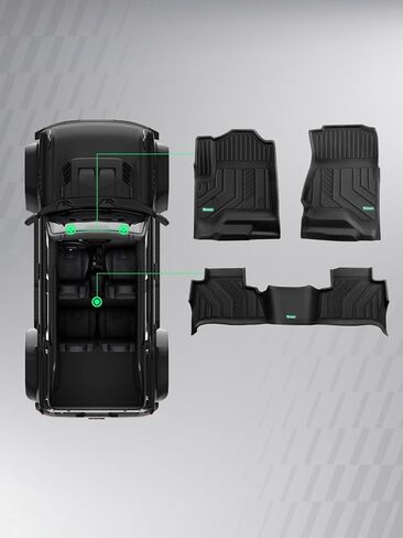 سجادات أرضية YHTAUTO متوافقة مع سيارة شيفروليه تاهو 2015-2020 وجي إم سي يوكون 2015-2020، وبطانات أرضية TPE للحماية من جميع الأحوال الجوية، تناسب مخصص، الصف الأول والثاني، مجموعة من 3 قطع باللون الأسود in Kuwait