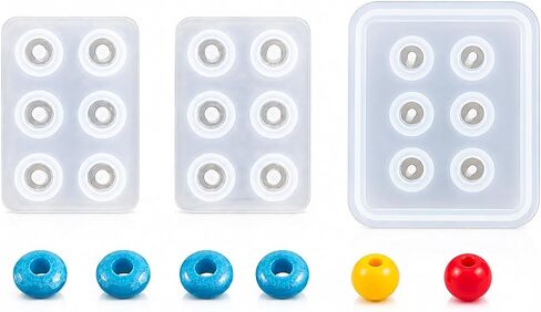 3PCS Beads Mold Set – Round, Flat Round & Faceted Silicone Molds with Pre-Drilled Holes for Jewelry Making, Resin Bead Casting Kit (12mm Diameter) in Saudi Arabia