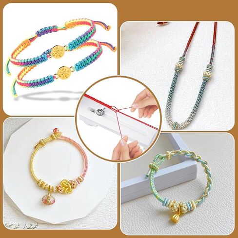 KWOYOS Bracelets Jig Maker, Adjustable Bracelet Braiding Tool with with 6 Colors Macrame Cords for Weaving DIY Craft Hand Bracelet Braiding Tools in Saudi Arabia