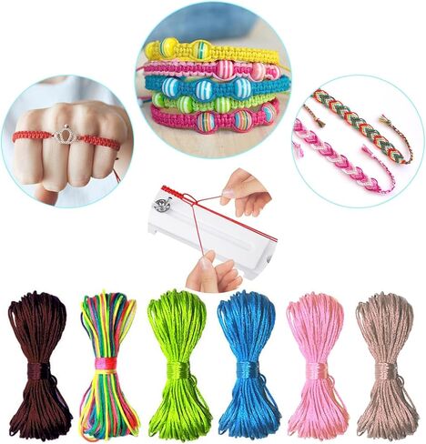 KWOYOS Bracelets Jig Maker, Adjustable Bracelet Braiding Tool with with 6 Colors Macrame Cords for Weaving DIY Craft Hand Bracelet Braiding Tools in Saudi Arabia