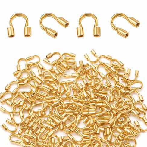 200 PCS Gold Wire Guards for Jewelry Making, Gold Wire Guardians Protectors, Stainless Steel U Shape Brass Wires Guard Loops Thread Protector for Earring Bracelet Necklace DIY Jewelry Making in Saudi Arabia