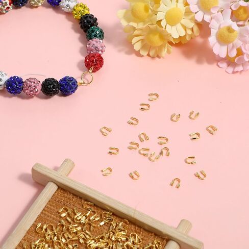 200 PCS Gold Wire Guards for Jewelry Making, Gold Wire Guardians Protectors, Stainless Steel U Shape Brass Wires Guard Loops Thread Protector for Earring Bracelet Necklace DIY Jewelry Making in Saudi Arabia
