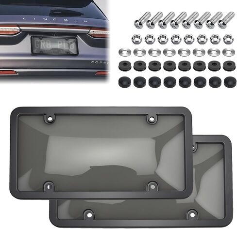 2Pcs Clear License Plate Protector Covers,Unbreakable Transparent License Plate Frames with Screw Cap Kit,Anti-Rust Plastic Front Rear License Plate Holders Compatible with Standard American Vehicles in Saudi Arabia