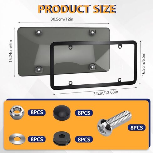 2Pcs Clear License Plate Protector Covers,Unbreakable Transparent License Plate Frames with Screw Cap Kit,Anti-Rust Plastic Front Rear License Plate Holders Compatible with Standard American Vehicles in Saudi Arabia