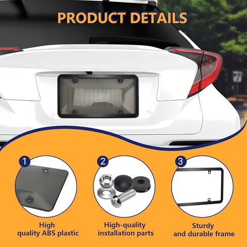 2Pcs Clear License Plate Protector Covers,Unbreakable Transparent License Plate Frames with Screw Cap Kit,Anti-Rust Plastic Front Rear License Plate Holders Compatible with Standard American Vehicles in Saudi Arabia