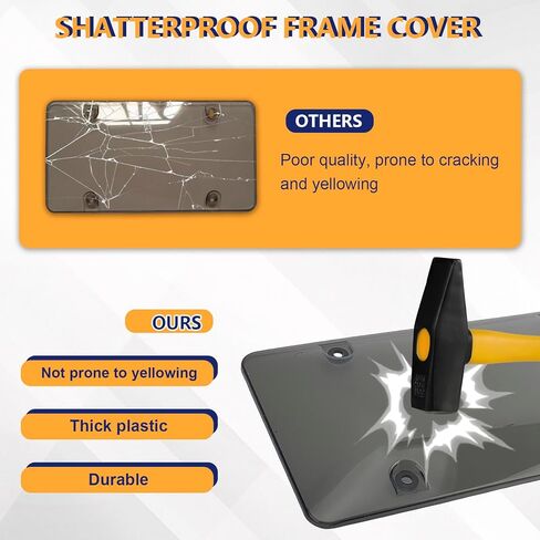 2Pcs Clear License Plate Protector Covers,Unbreakable Transparent License Plate Frames with Screw Cap Kit,Anti-Rust Plastic Front Rear License Plate Holders Compatible with Standard American Vehicles in Saudi Arabia