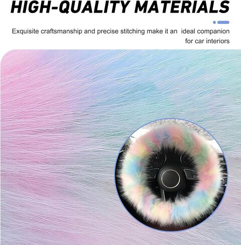 Fluffy Steering Wheel Cover, Winter Warmth Plush Steering Wheel Protector, Soft Comfortable Colorful Vehicle Interior for Women Girls Ladies, Universal 14.96" for Most Cars (Multicolored) in Saudi Arabia