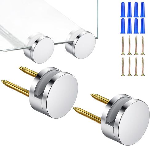 4 Pack Mirror Clips for Frameless Mirror, 3-5mm Mirrors Mounting Hardware, Zinc Alloy Dual Screw Mirrors Holder Clips with Heavy Duty Long Screws and Anchors in Saudi Arabia