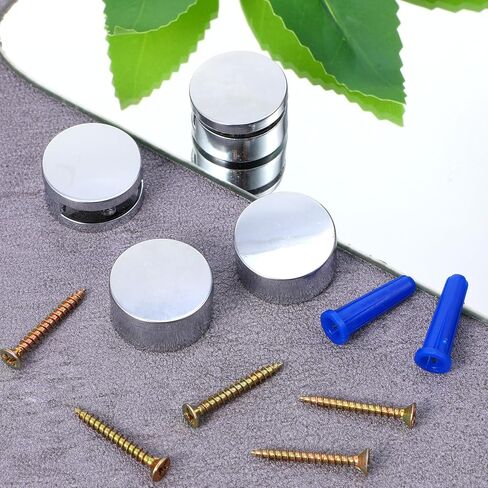 4 Pack Mirror Clips for Frameless Mirror, 3-5mm Mirrors Mounting Hardware, Zinc Alloy Dual Screw Mirrors Holder Clips with Heavy Duty Long Screws and Anchors in Saudi Arabia