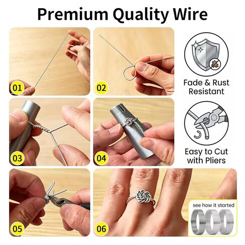 Jewelry Wire, Aluminum Wire | 0.5mm Stainless Steel, 0.8mm & 1mm Aluminum 33FT Per Roll, Bendable Metal for DIY Jewelry Making, Bonsai Training & Handcraft Projects in Saudi Arabia