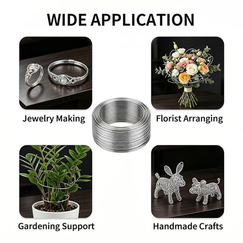 Jewelry Wire, Aluminum Wire | 0.5mm Stainless Steel, 0.8mm & 1mm Aluminum 33FT Per Roll, Bendable Metal for DIY Jewelry Making, Bonsai Training & Handcraft Projects in Saudi Arabia