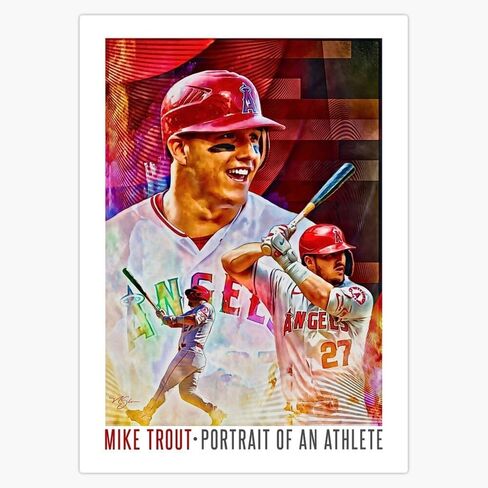 MAGNET Mike Trout Portrait of an Athlete Artwork Magnetic Bumper Sticker 5" in Saudi Arabia