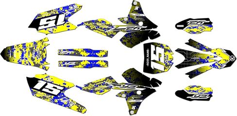 Graphics Kit for Yamaha YZ250F 2014-2018 and YZ450F 2014-2017 CYBERWARE Series Yellow 21 Mil - Pro Edition - Dirt Pit Bike Motorcycle Sticker, Dirtbike Racing Decal Motocross no-Plastics in Saudi Arabia