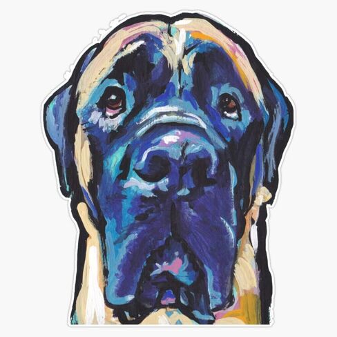 MAGNET Fun English Mastiff Dog Bright Colorful Pop Art Magnetic Sticker Vinyl Waterproof Magnet Decal Car 5" in Saudi Arabia