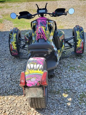 مجموعات الملصقات المخصصة من AMR RACING لـ Can-Am Ryker 600 و900 وSport وRally: مجموعة الرسومات تناسب (2019-2025) شارات Ryker المميزة: الجماجم والورود - فضي in Kuwait