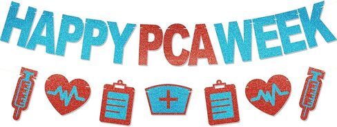 Happy PCA Week Banner - NO DIY Patient Care Assistant Party Decorations For PCA Week Appreciation Gifts Glitter in Saudi Arabia