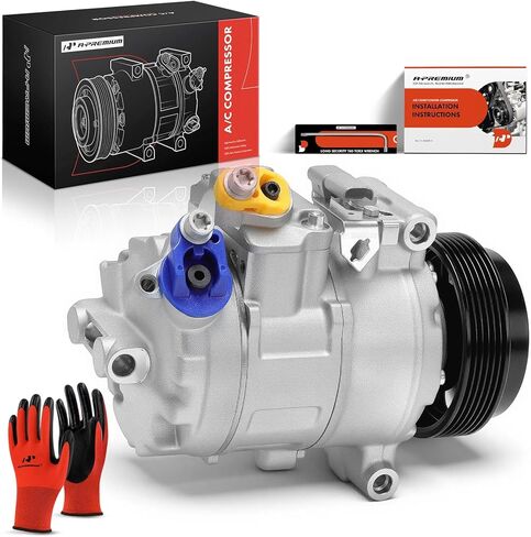 A-Premium Air Conditioner AC Compressor with Clutch Compatible with BMW 3er 2004-2013, 5er 2005-2010, X1 2009-2015, 1er 2004-2013, Replace# 64526987863, 2483001930 in Kuwait