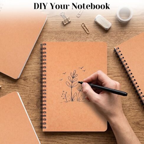 MySHUCE 24 حزمة من دفاتر الملاحظات الحلزونية مقاس A5 مجلات مسطرة جامعية ورق سميك كبير للعمل والدراسة وتدوين الملاحظات والهدايا 120 صفحة/60 ورقة دفتر ملاحظات حلزوني مع غطاء ورق كرافت لمكتب المدرسة in Kuwait