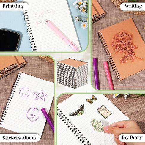 MySHUCE 24 حزمة من دفاتر الملاحظات الحلزونية مقاس A5 مجلات مسطرة جامعية ورق سميك كبير للعمل والدراسة وتدوين الملاحظات والهدايا 120 صفحة/60 ورقة دفتر ملاحظات حلزوني مع غطاء ورق كرافت لمكتب المدرسة in Kuwait