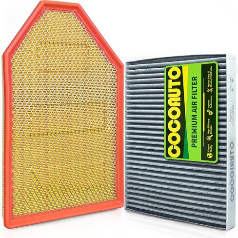 طقم فلتر هواء المحرك والمقصورة من COCOAUTO للشاحن/تشالنجر/كرايسلر 300 (2011-2023)، يستبدل OE 68071668AA، 68172459AA، CA11257، CF11668 in Kuwait