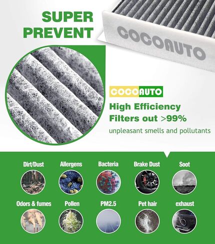 طقم فلتر هواء المحرك والمقصورة من COCOAUTO للشاحن/تشالنجر/كرايسلر 300 (2011-2023)، يستبدل OE 68071668AA، 68172459AA، CA11257، CF11668 in Kuwait