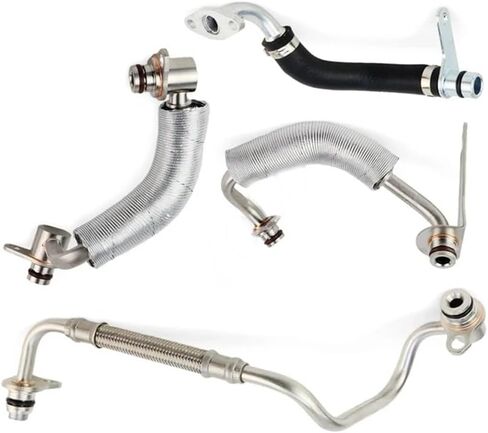 طقم مبرد وخط الزيت للشاحن التوربيني لمحركات BMW N20 N26 - F10 F20 F30 F22 X1 X3 X4 X5 Z4 (2010-2018) - يستبدل 11538663516 11538663517 11428626652 11428626653 - مجموعة خرطوم الإمداد والإرجاع الكاملة in Kuwait
