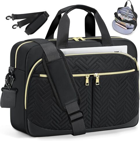 SDYSM Laptop Bag 15.6 Inch Laptop Briefcase for Women Men Water-Resistant Work Shoulder Messenger Bag Large Computer Bag for Business Travel Office Work Daily Commute, Black in Saudi Arabia