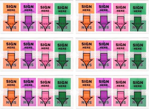 600pcs/6 Packs Sign Here Tabs, Arrow Labels Stickers Sticky Signature Tags Adhesive Message Flags for Documents Notebooks Home Office School Supplies in Kuwait