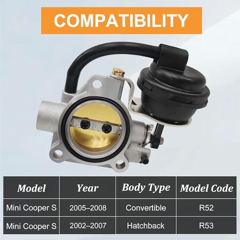 Supercharger Bypass Valve Compatible with Mini Cooper S 2005-2008 Supercharger Shut-Off Valve for Convertible R52 and 2002-2007 Hatchback R53 Replaces# 11617566294,11617568423,17006001001 in Saudi Arabia