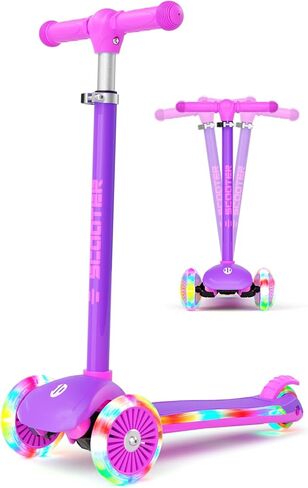 KORIMEFA Scooter for Kids Ages 3-8 with Light-Up Wheels & Deck, 3-Wheel Toddler Scooter with Adjustable Height, Anti-Slip Deck, Lean-to-Steer in Saudi Arabia