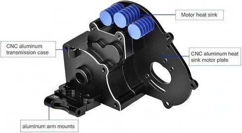 Aluminum Transmission Case Gearbox Housing Cover w/Motor Plate Upgrade Parts for 1/10 Slash 2WD Rustler Stampede Bandit 2WD RC Car, Replaces #3691. in Kuwait