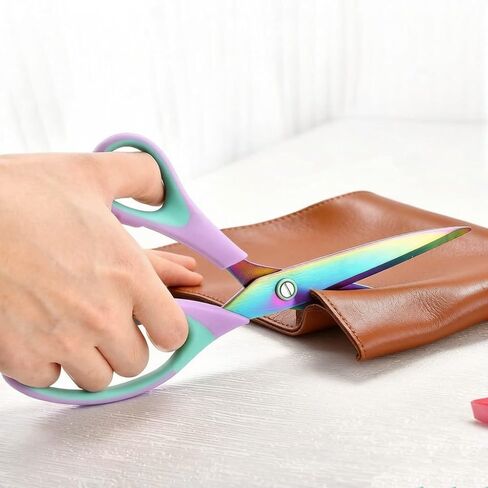 Ribbon Scissors Set, Sharp Scissor All Purpose Stainless Steel Titanium Blades, Comfort Grip Handles, Paper Cutting Fabric Scissors Kit Tool Great for Home Supplies, 3 Pack, Pink/Green in Saudi Arabia