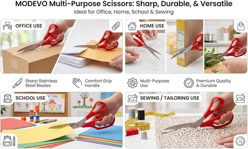 All-Purpose Scissors 3-Pack, Sharp 9-Inch Stainless Steel Kitchen Scissors for Home, Office & Crafting in Kuwait