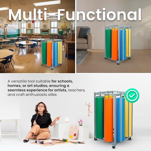 Versatile Art 8 P4per Roll Dispenser - 36 Inch Cutter, Bulletin Board Holder, 8 Butcher Paper Roll & Craft Paper Dispenser - Perfect for Home, School, and Creative Projects in Kuwait