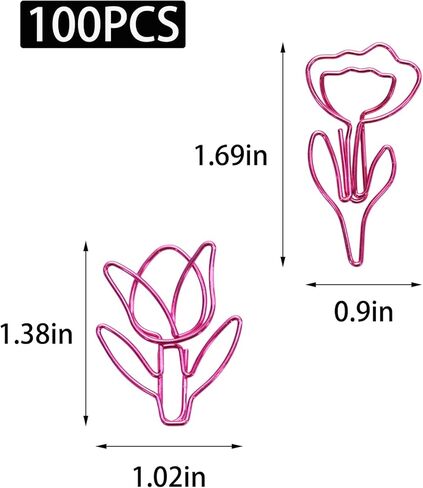 100 Pcs Fun Paper Clips 4 Colors Metal Mixed Floral Paperclips Decorative Bookmark Clips in Saudi Arabia