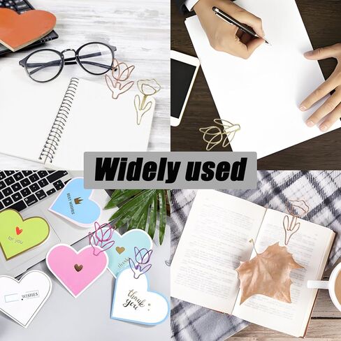 100 Pcs Fun Paper Clips 4 Colors Metal Mixed Floral Paperclips Decorative Bookmark Clips in Saudi Arabia