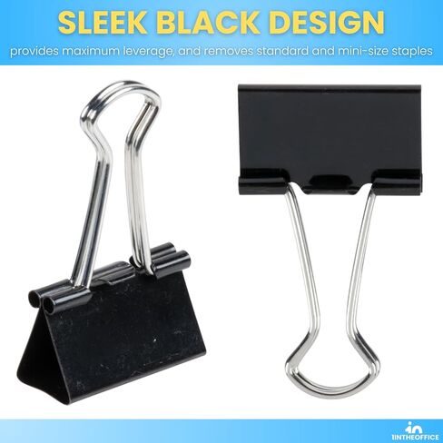 1InTheOffice Medium Binder Clips, Paper Clamps, Paper Binder Clips, 5/8" Capacity, Metal, Black, 24 Pack in Saudi Arabia