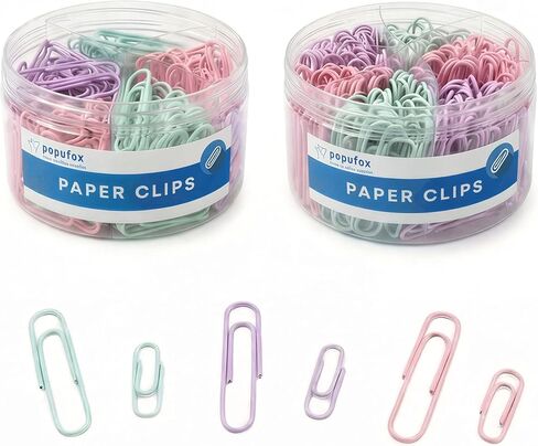 Paper Clips 720 PCS, 28mm & 50mm Multicolored Paperclips, Assorted Sizes in 2 Clear Boxes, Medium and Jumbo Vinyl Coated Paper Clips for Office, School, and Color Coding Documents in Saudi Arabia